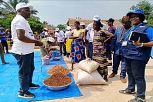 Projet post récolte, commercialisation et renforcement des capacités des ménages réunis en OP au Sud Ubangi dans les territoires de Gemena et  Libenge – Foire agricole au savoir de Mawuya  Exposition des produits de récolte. (2)